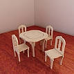 Table and chairs for Barbie. Vector model for CNC router and laser cutting. Barbie-size CNC plans. Plywood 3mm/4mm/5mm/6mm.