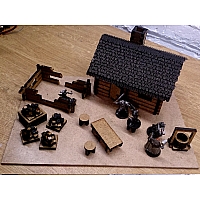 Small Lasercut Log Cabin with Shingles