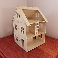 Great wooden dollhouse model (1:12 scale). Dolls 4-7 inch (12-16 cm). CNC router/laser cutting file. Plywood 4mm/5mm. Instant download. DIY.