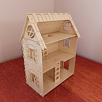 Small dollhouse pattern for CNC router and laser cutting (1:12 scale). Dolls 4-7 inch (12-16 cm). Vector projects. Plywood 4mm/5mm/6mm.